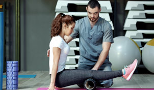 woman doing physical therapy